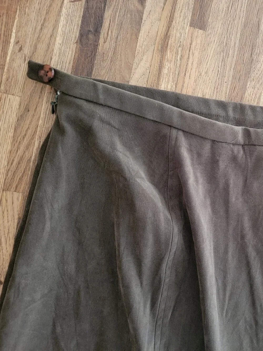 Worthington Stretch Brown Faux Suede Trouser Pencil Skirt Vented - Picture 6 of 11